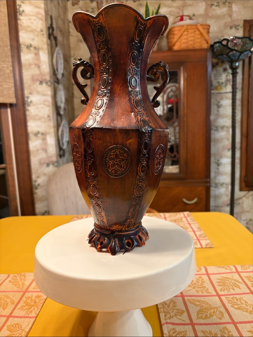 Decorative Brown Ornate Vase - Home Accents